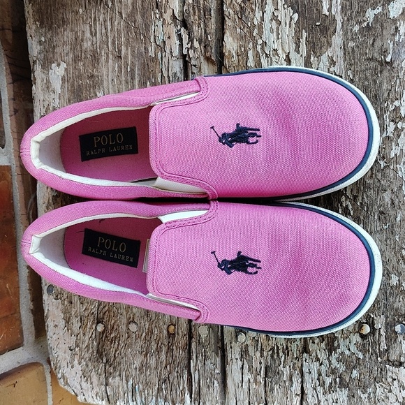 Ralph Lauren Polo toddler shoes size 3 Pink Canvas Slip Ons - Picture 2 of 10